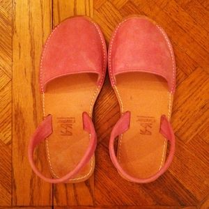 Pink leather avarcas from Mallorca